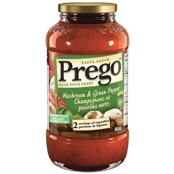 Prego Pasta Sauce Mushroom, Green Pepper 645ml