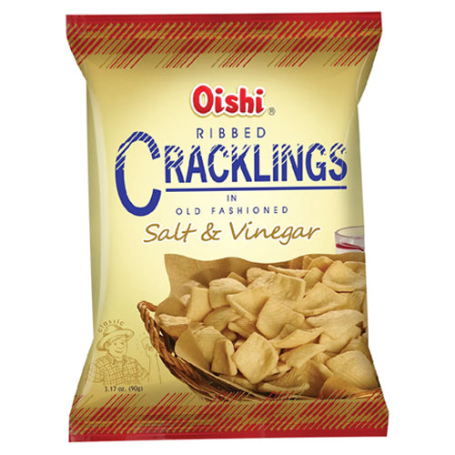 Oishi Ribbed Cracklings in Old Fashioned, Salt & Vinegar Flavoured 90g