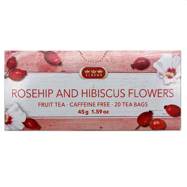 3 Crown Rosehip and Hibiscus Flowers Fruit Tea 20 Tea Bags