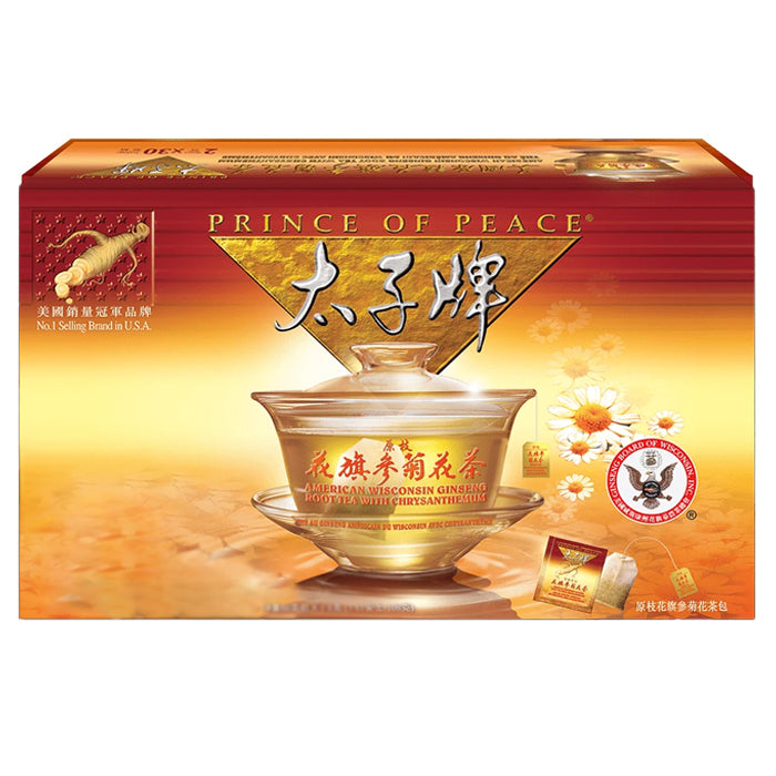 Prince of Peace American Wisconsin Ginseng Root Tea with Chrysanthemum 30 Bag