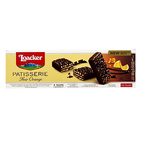 Loacker Patisserie Noir Orange Dark Chocolate Wafer Biscuits 100g