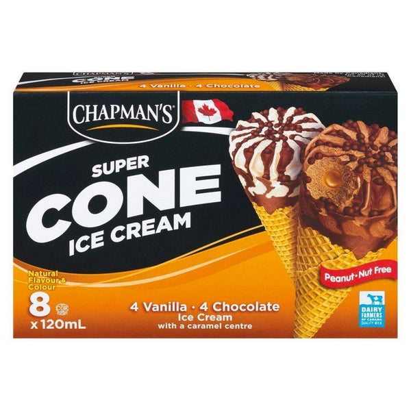 Chapman's Super Cone Ice Cream-Vanilla Chocolate 8x120ml
