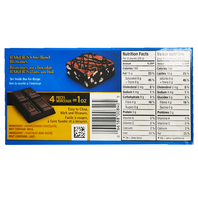 Baker's Unsweetened Chocolate Chips 225g