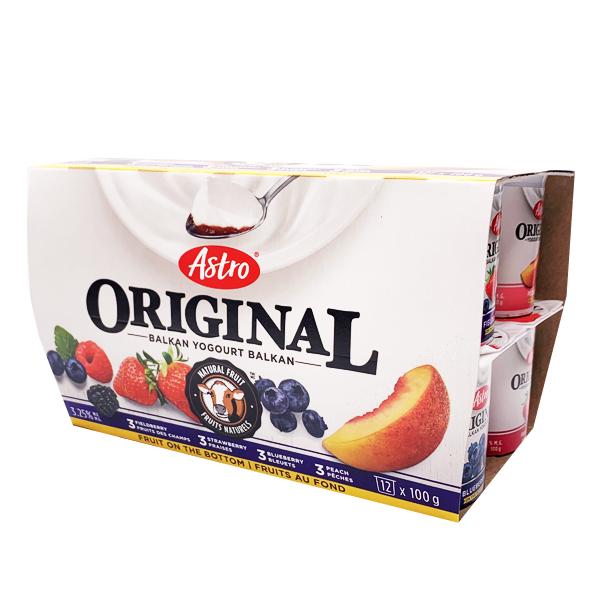 Astro Original Yogurt 3.25% -Strawberry Blueberry Peach Berry 12x100g