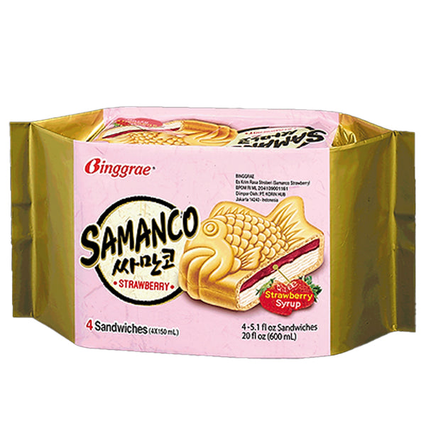 Binggrae Samanco Strawberry Ice Sandwiches 4*150ml