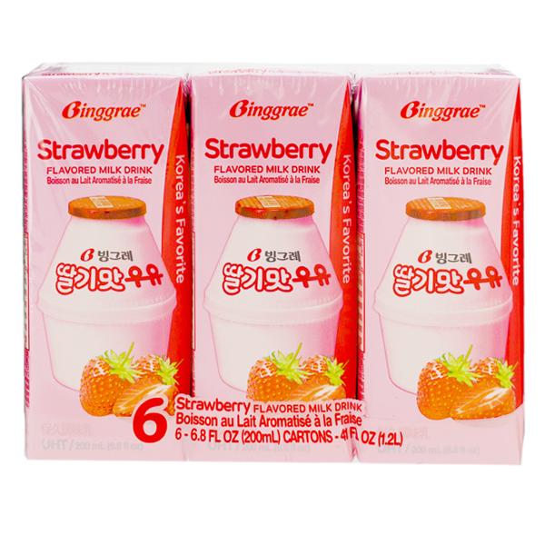 Binggrae TinyTAN BTS Strawberry Milk Drink 6*200 ml